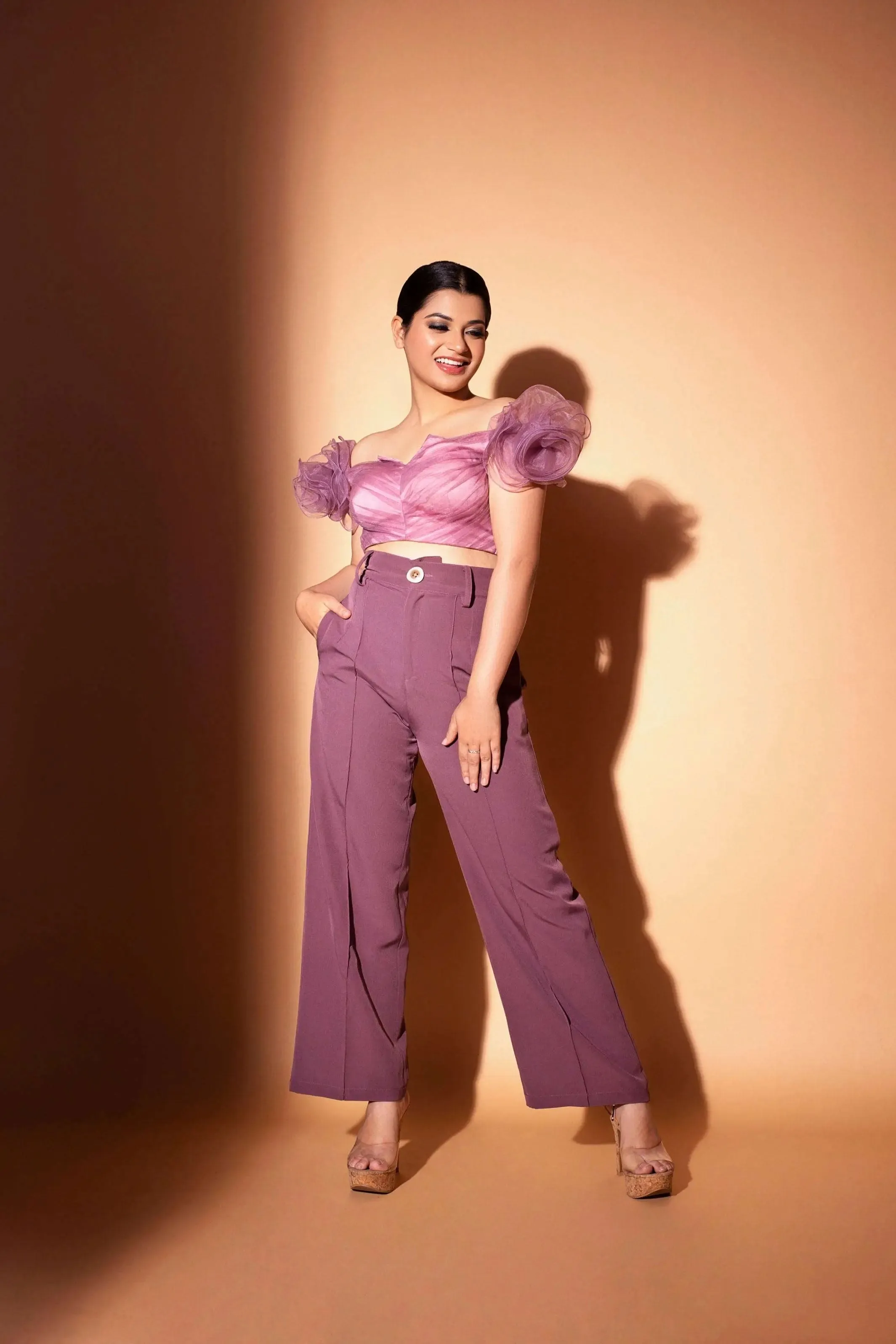 Tulle top with plazo pant