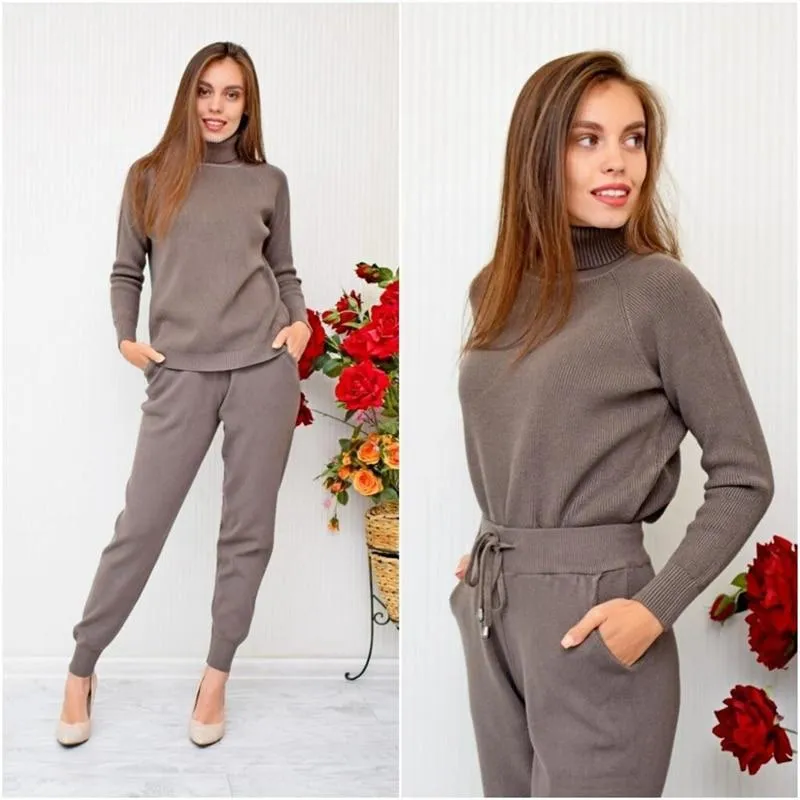 Turtleneck Ribbed Loungewear Set