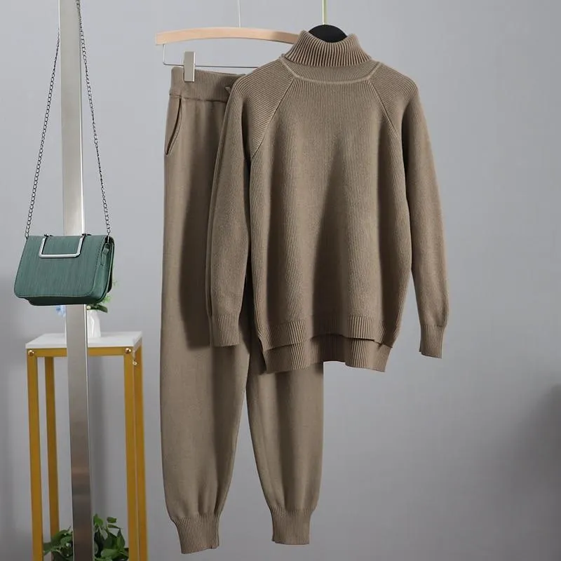 Turtleneck Ribbed Loungewear Set