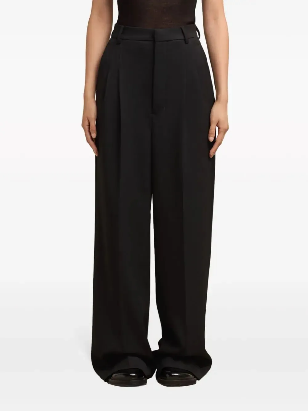 twill wide-leg trousers