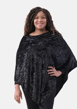 Velvet V-Shaped Hem Poncho