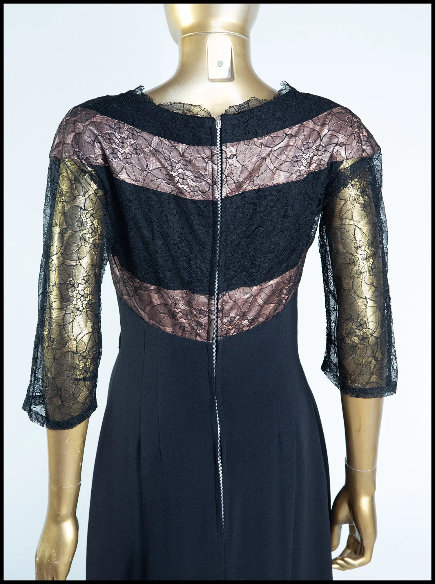 Vintage 1950s Black Lace Wiggle Dress