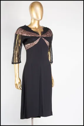 Vintage 1950s Black Lace Wiggle Dress