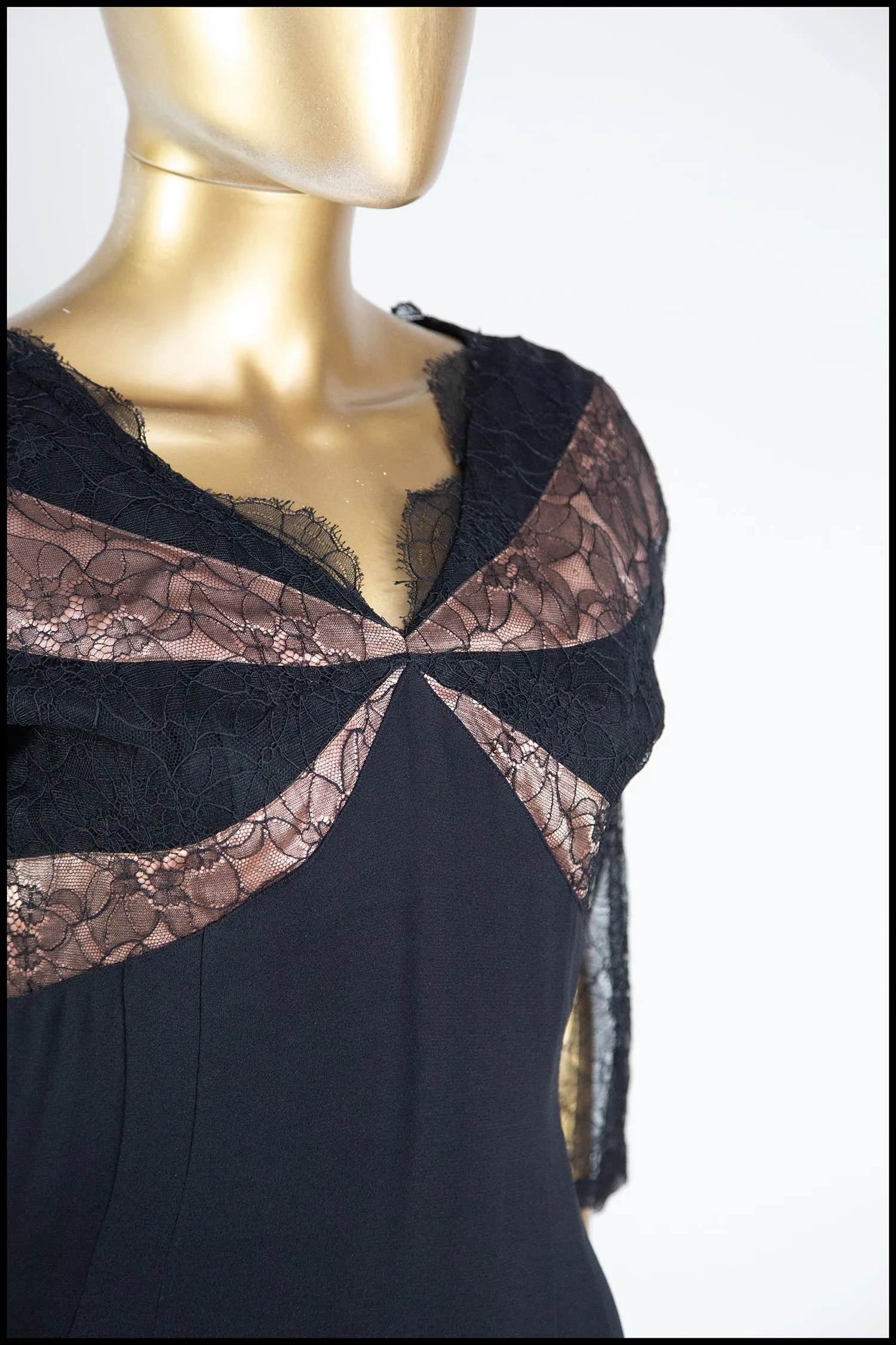 Vintage 1950s Black Lace Wiggle Dress