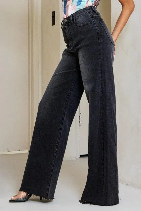 Vintage Black High Waisted Wide Leg Jeans