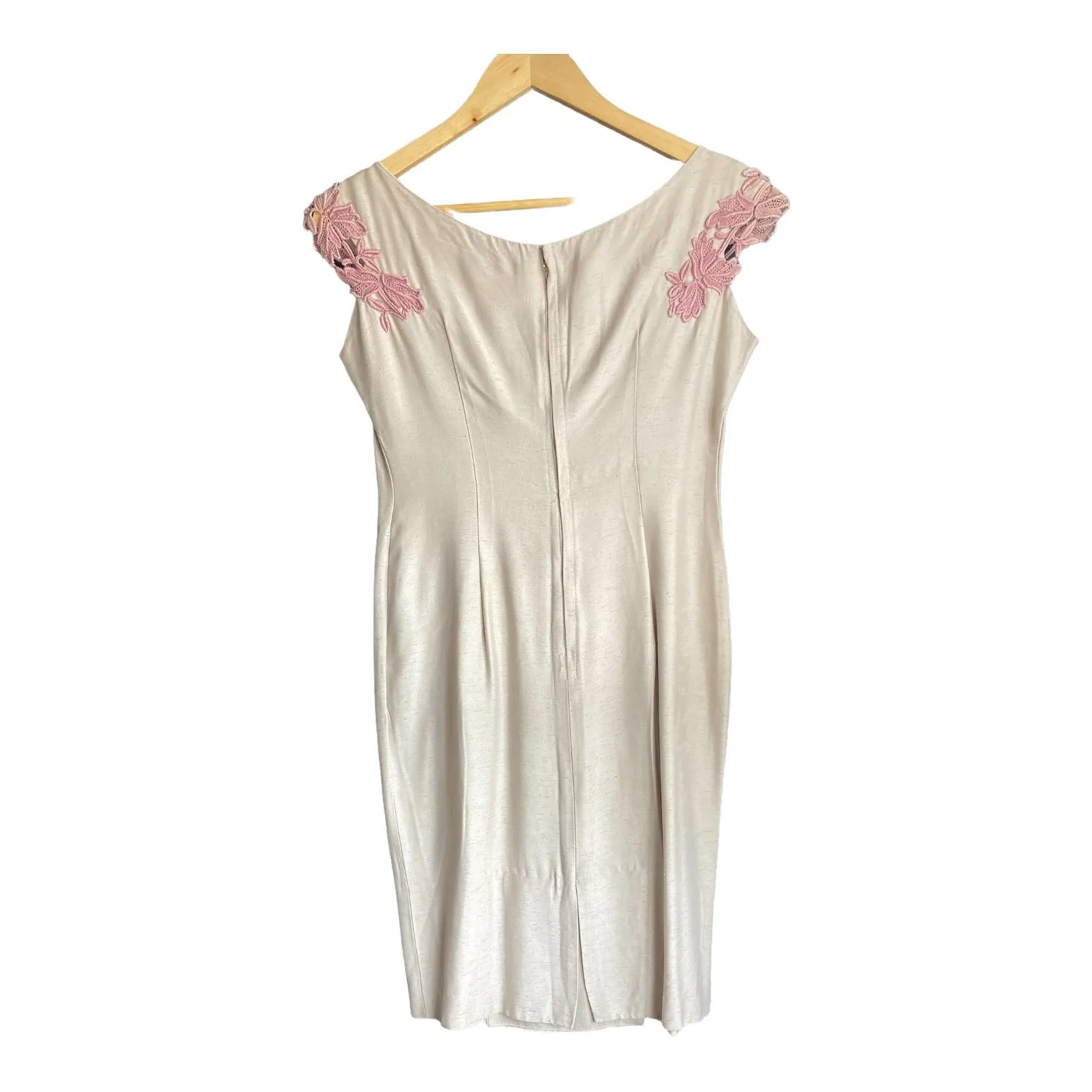 Vintage Cream Shift Style Sleeveless Dress UK Size 12