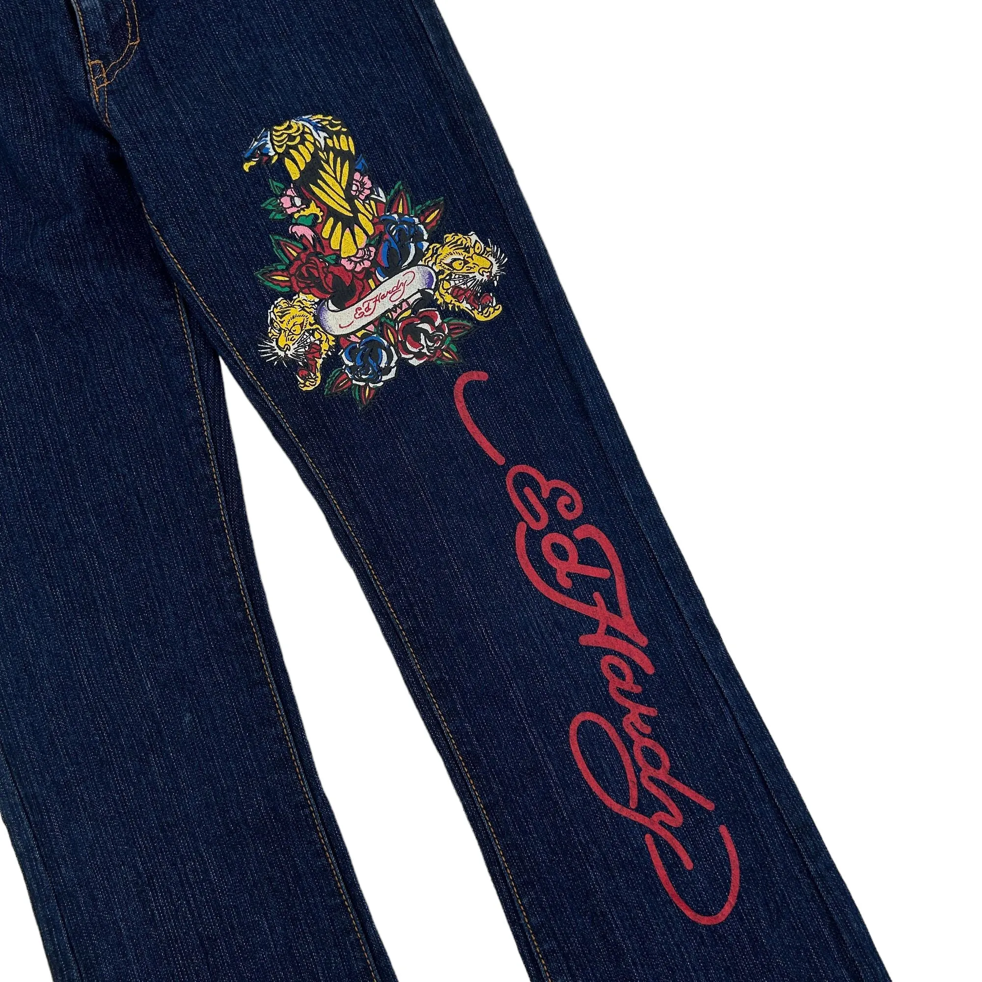 Vintage Ed Hardy Embroidered Low Rise Jeans Women's Size W28