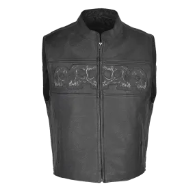 VL935 Vance Leather Men's Reflective Skull Vest