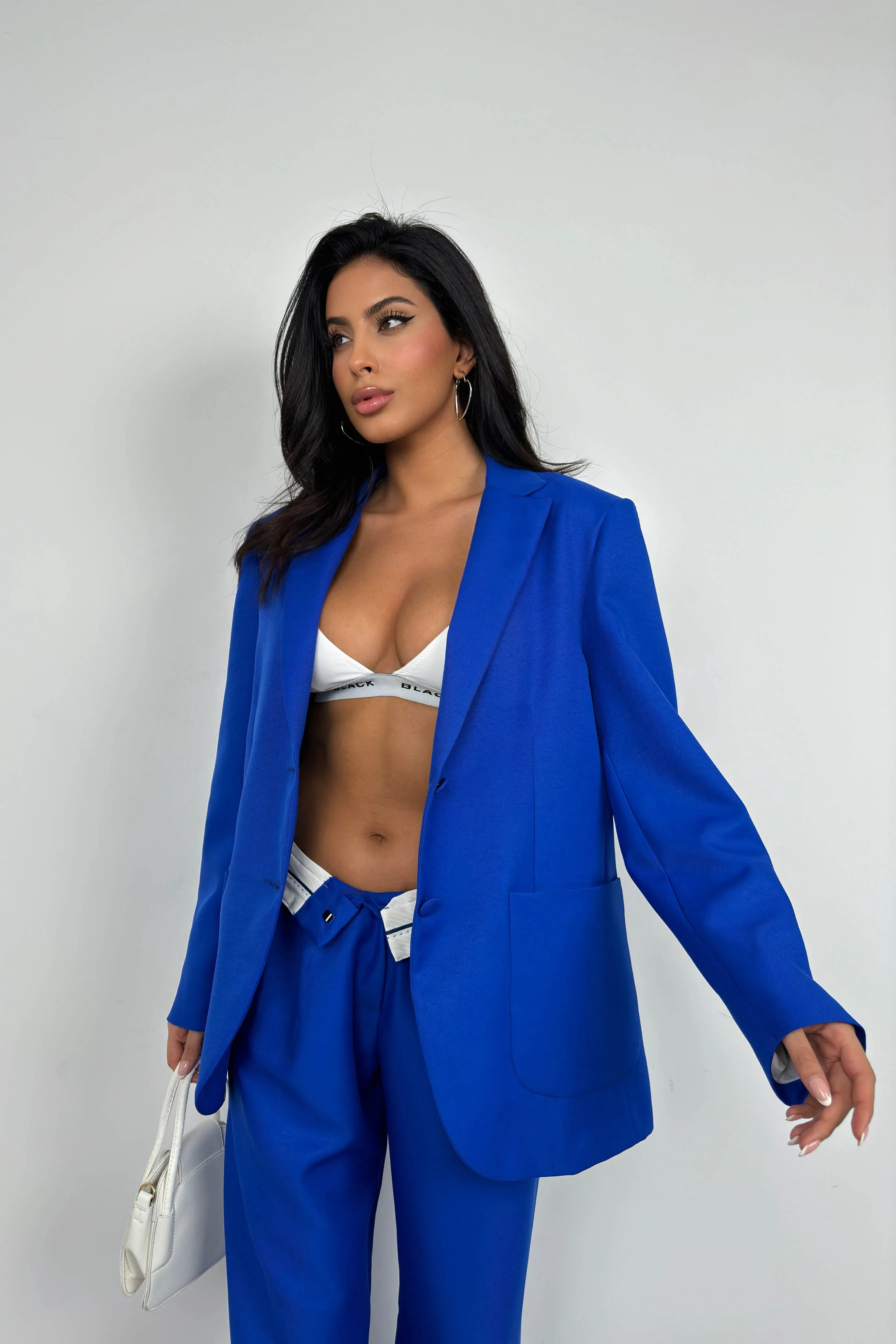 Waist Fold Trousers and Blazer Set