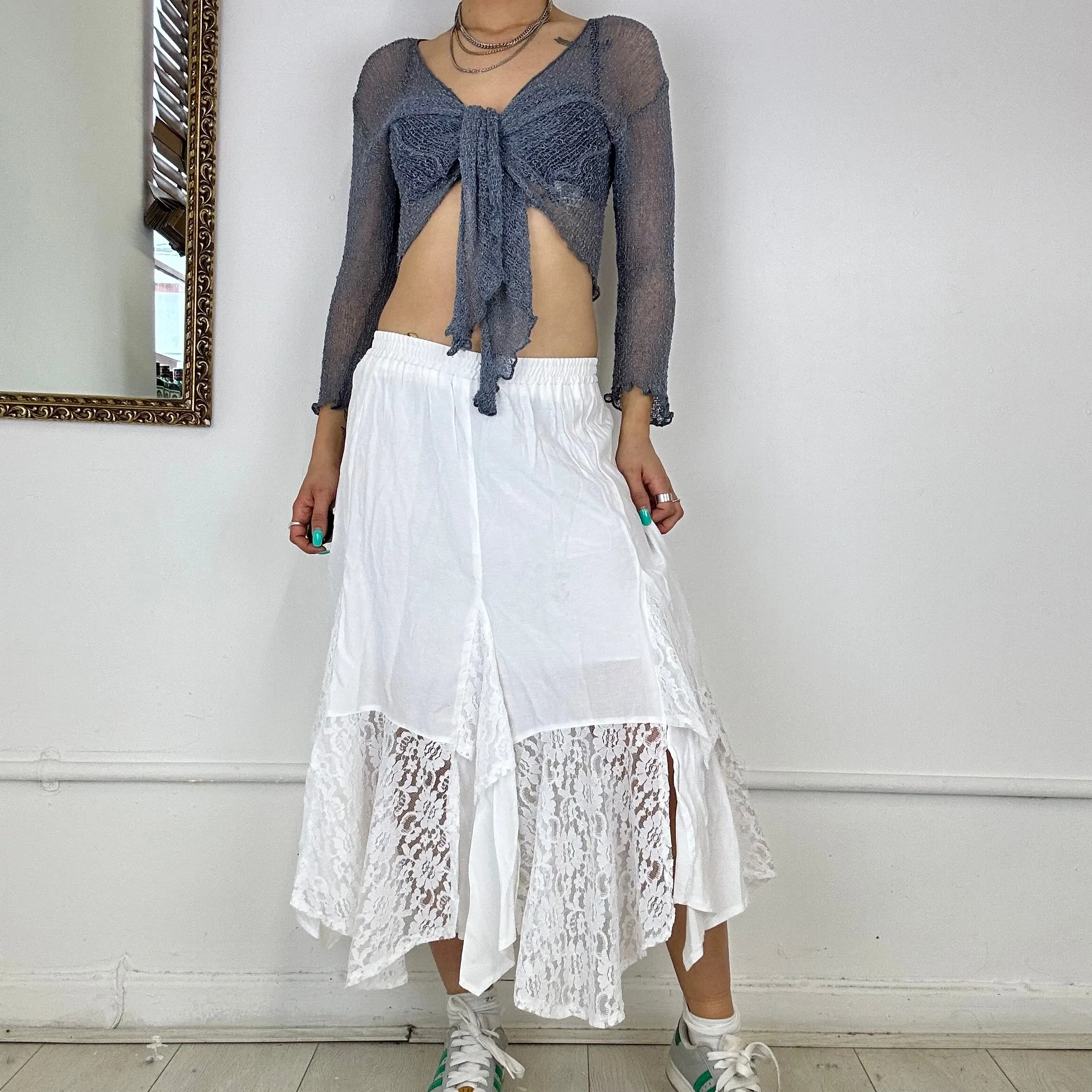 white lace maxi skirt