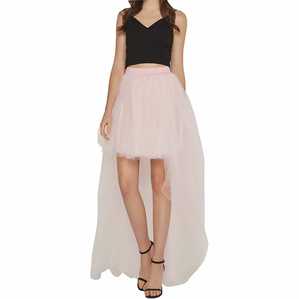 Women High Low Tutu Skirts Layered Mesh Tulle Skirt Princess Wedding Evening Prom Dovetail Skirts