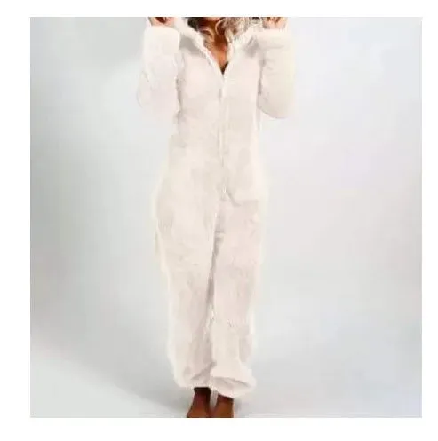 Women Polar Bear Winter hooded pajamas Jumpsuit Lounge wear Sleep wear