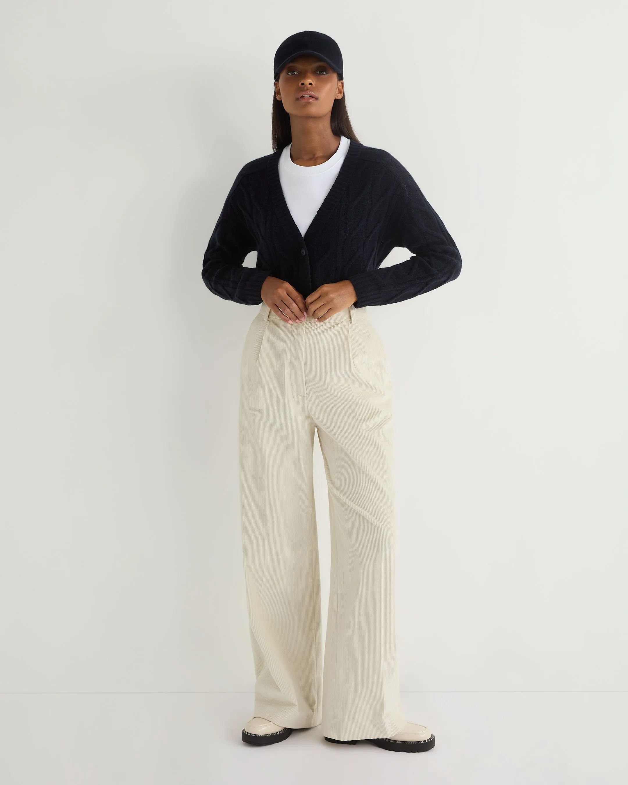 Women's Florence Cord Wide Leg Trouser Off White