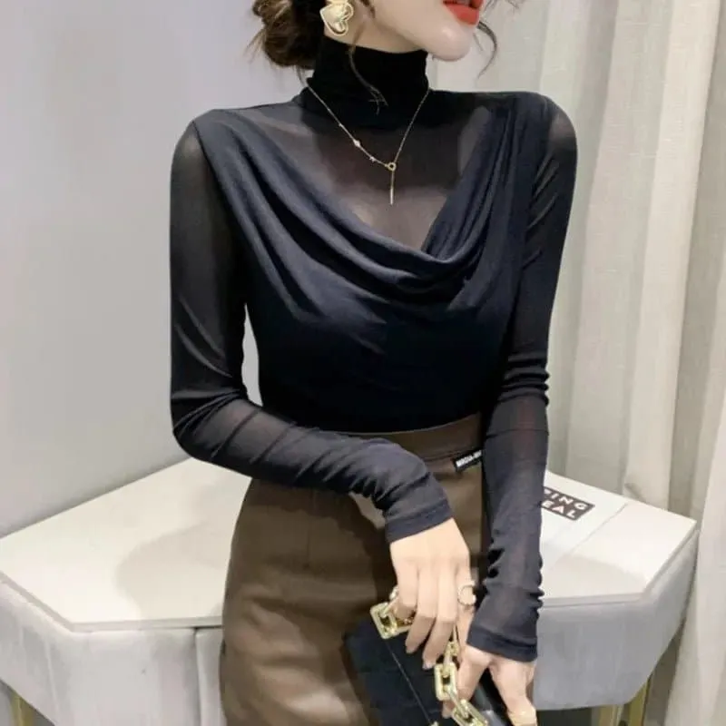 Women's Mesh Sleeve Blouses - Trendy & Breathable Fashion Statement for Women