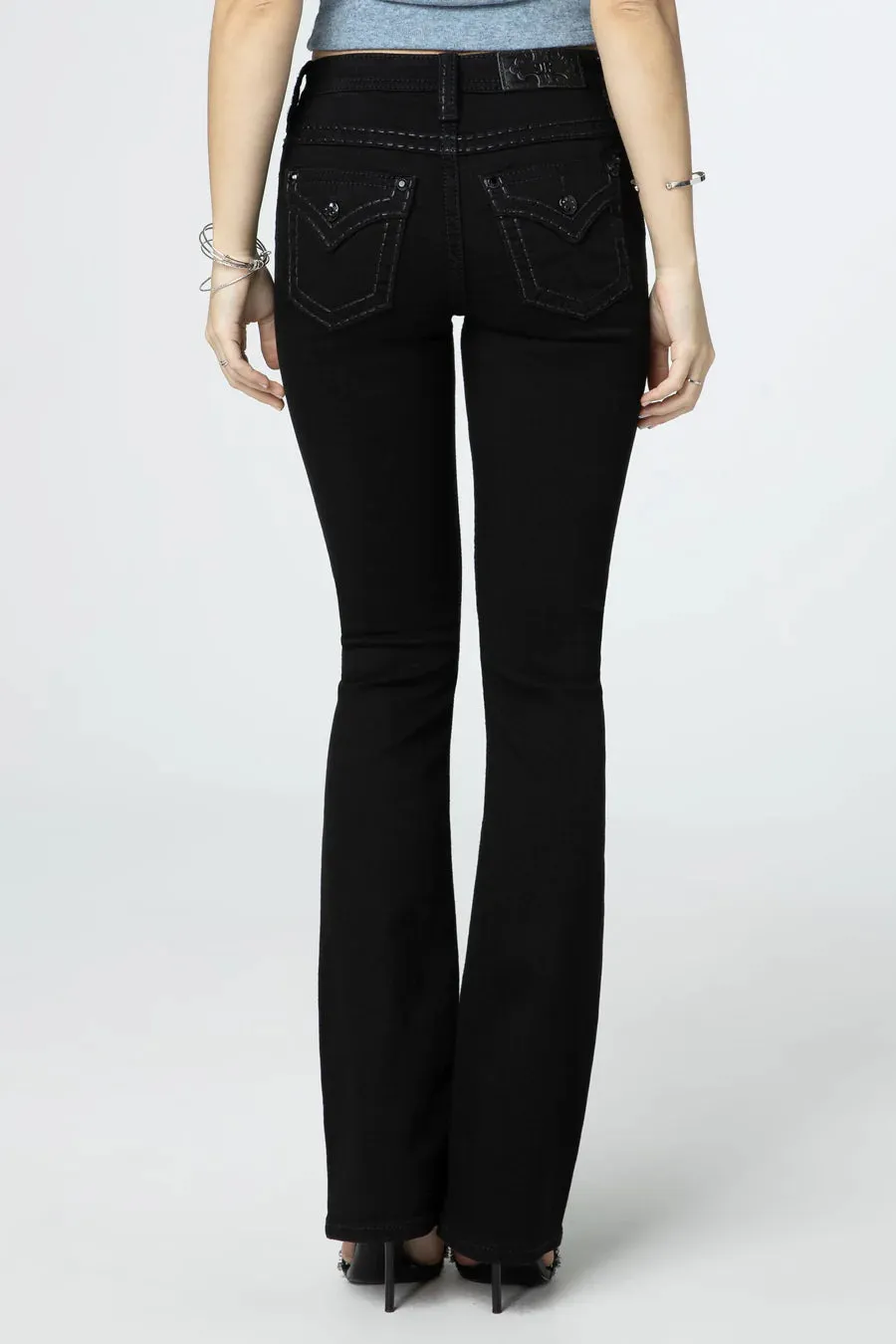 Women's Miss Me Mid Rise Black Bootcut Jean