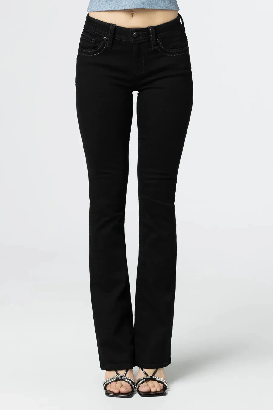 Women's Miss Me Mid Rise Black Bootcut Jean