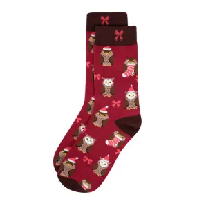 *Women's "Christmas Owl" Novelty Socks