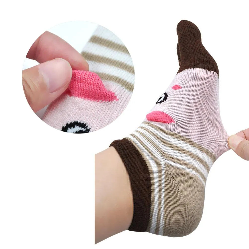 ZFSOCK Cute 5 Finger Animal Design Socks for Women, 4 Pairs