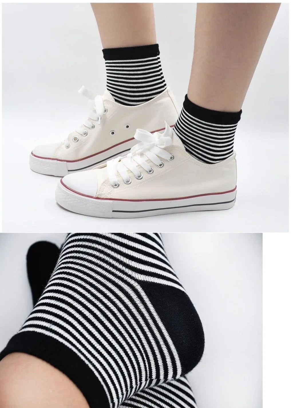 ZFSOCK Cute 5 Finger Colorful Classic Stripes Socks for Women, 5 Pairs